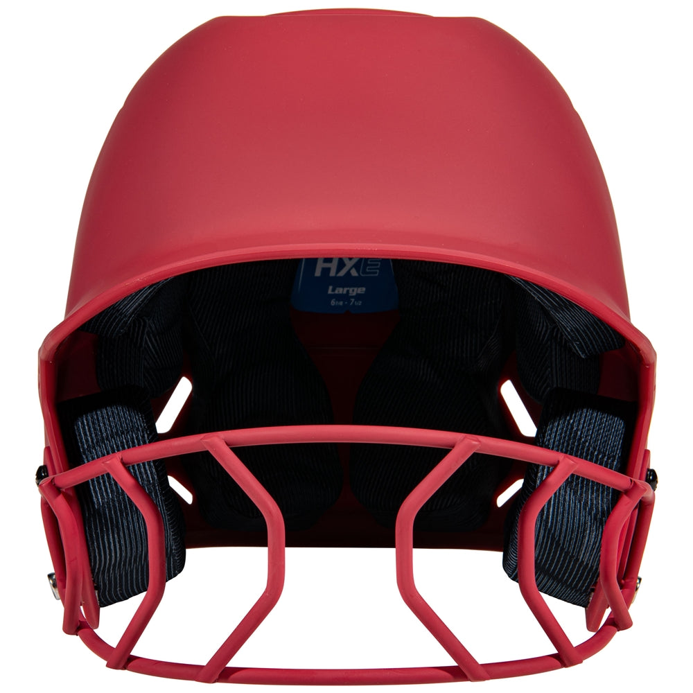 HXE Matte Softball Helmet w/ Facemask - Cardinal, Large