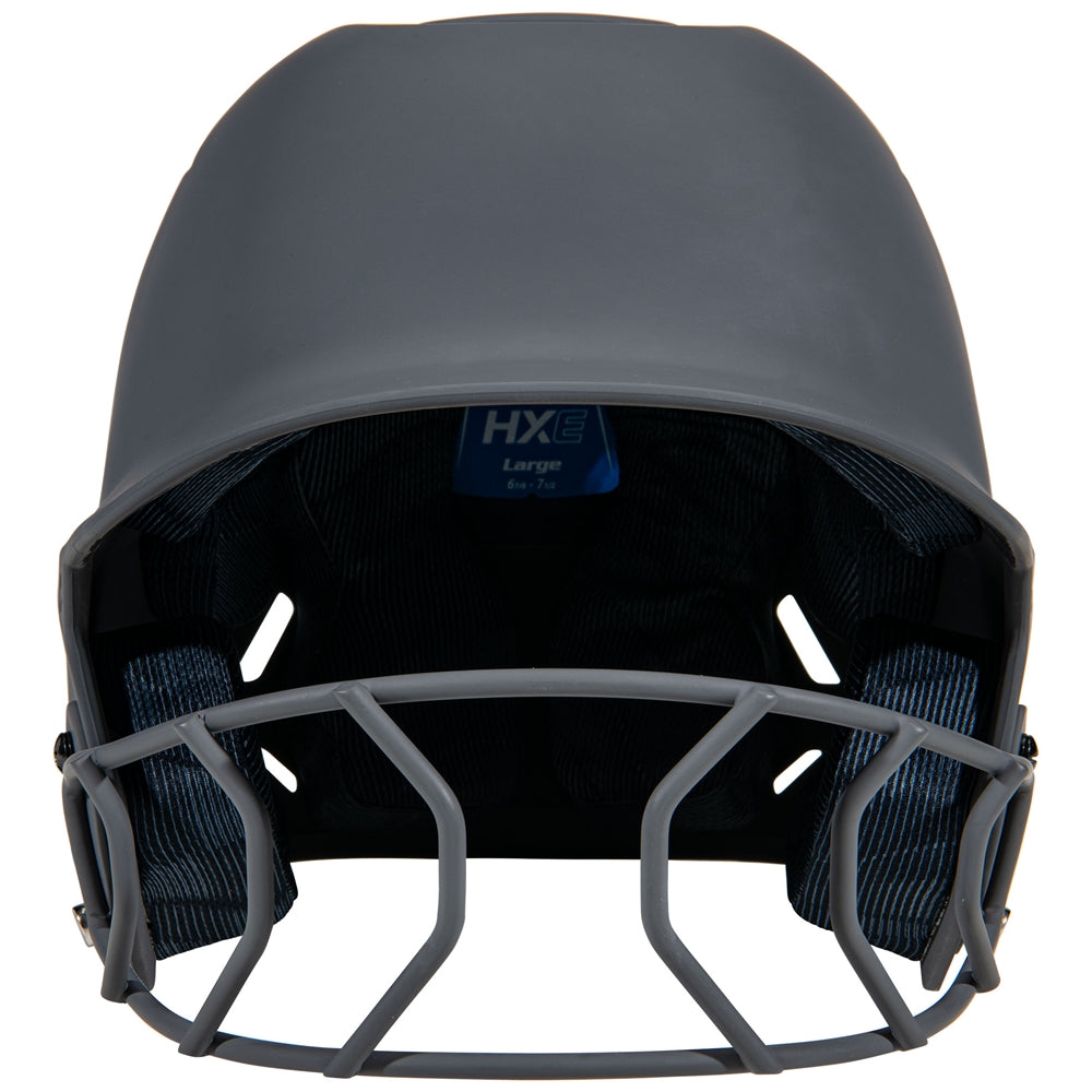HXE Matte Softball Helmet w/ Facemask - Graphite, Large