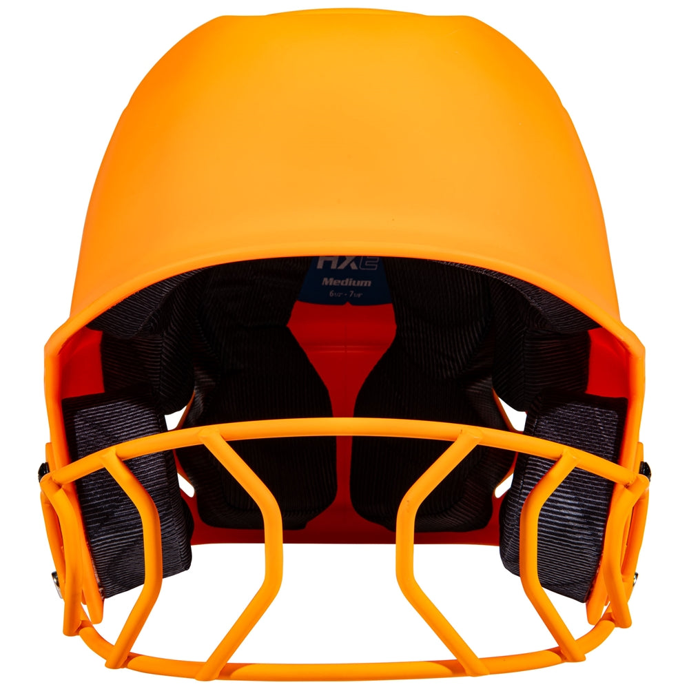 HXE Matte Softball Helmet w/ Facemask - Knoxville Orange, Large