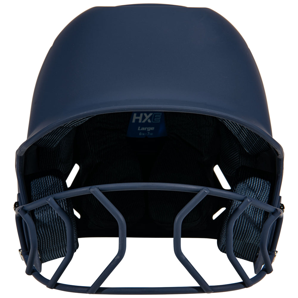 HXE Matte Softball Helmet w/ Facemask - Navy, Medium