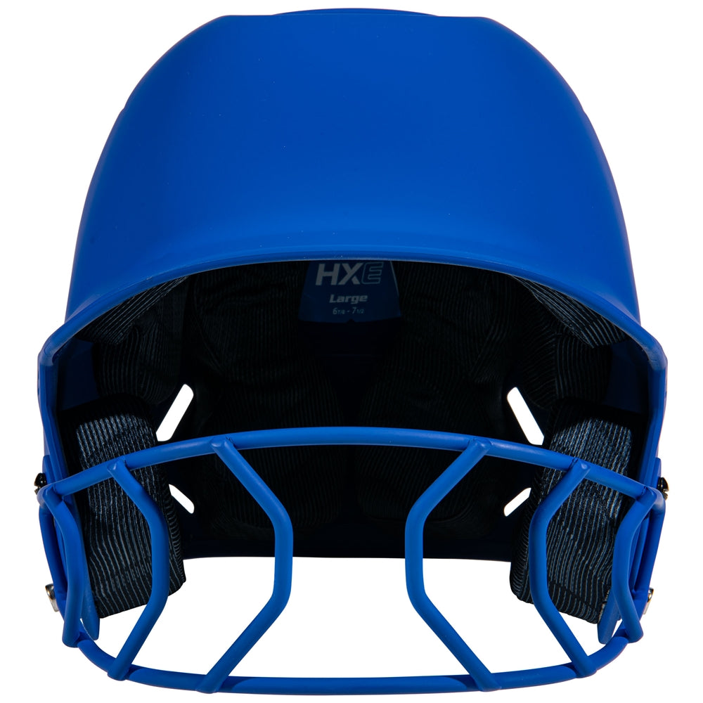 HXE Matte Softball Helmet w/ Facemask - Royal, Medium