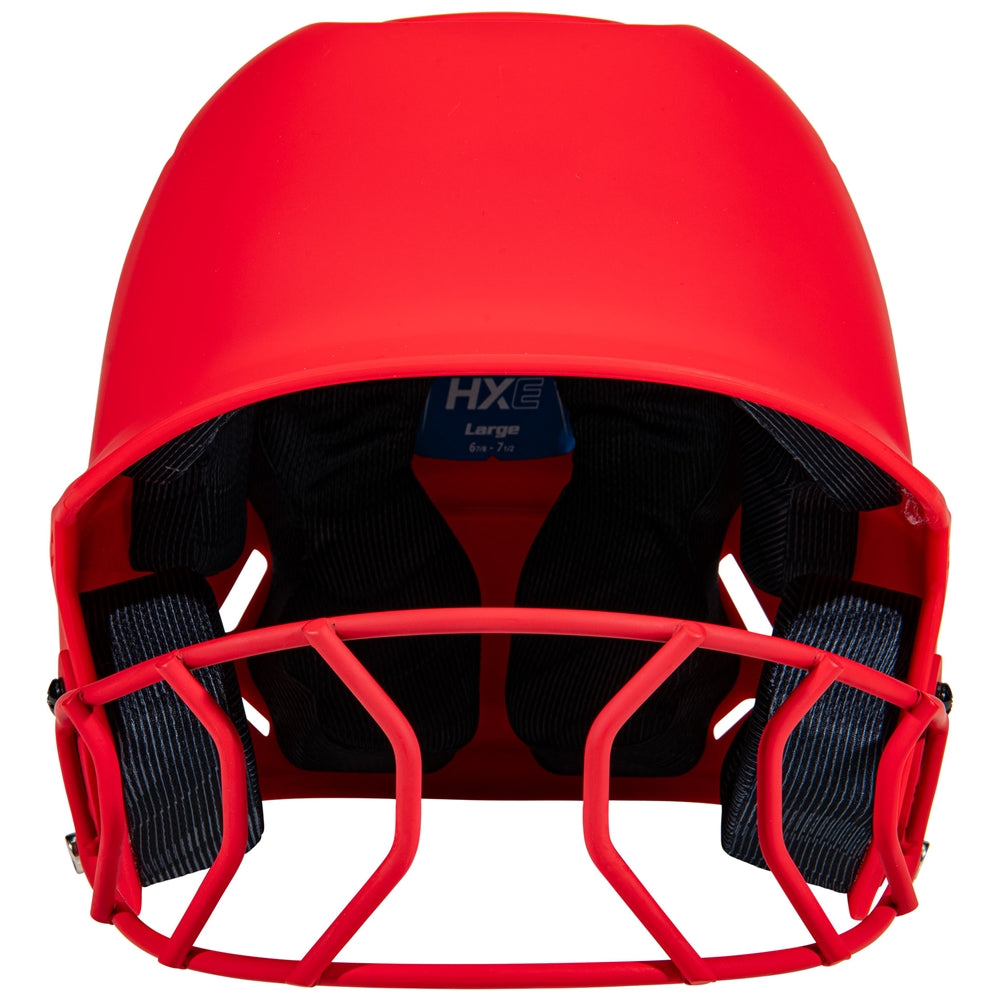 HXE Matte Softball Helmet w/ Facemask - Scarlet, Medium