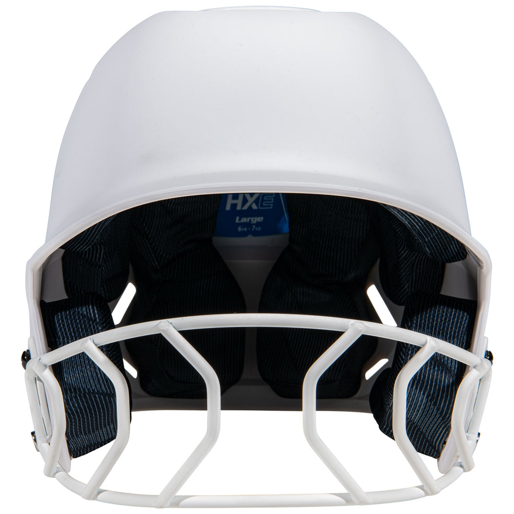 HXE Matte Softball Helmet w/ Facemask - White, Medium