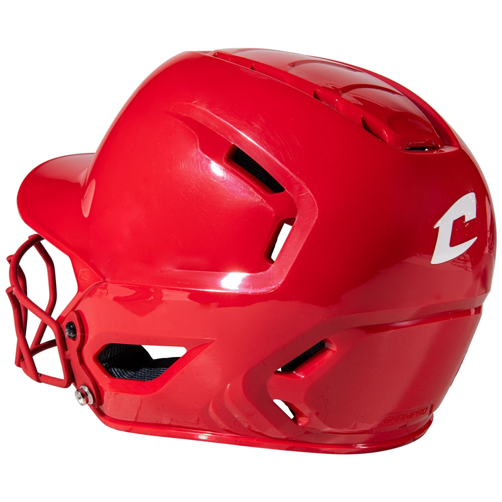 HXE Starter Softball Helmet w/ Facemask - Scarlet, Medium