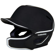 HXE Two-Tone Matte Baseball Helmet w/ Jaw Guard - Black, Large