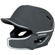 HXE Two-Tone Matte Baseball Helmet w/ Jaw Guard - Graphite, Medium