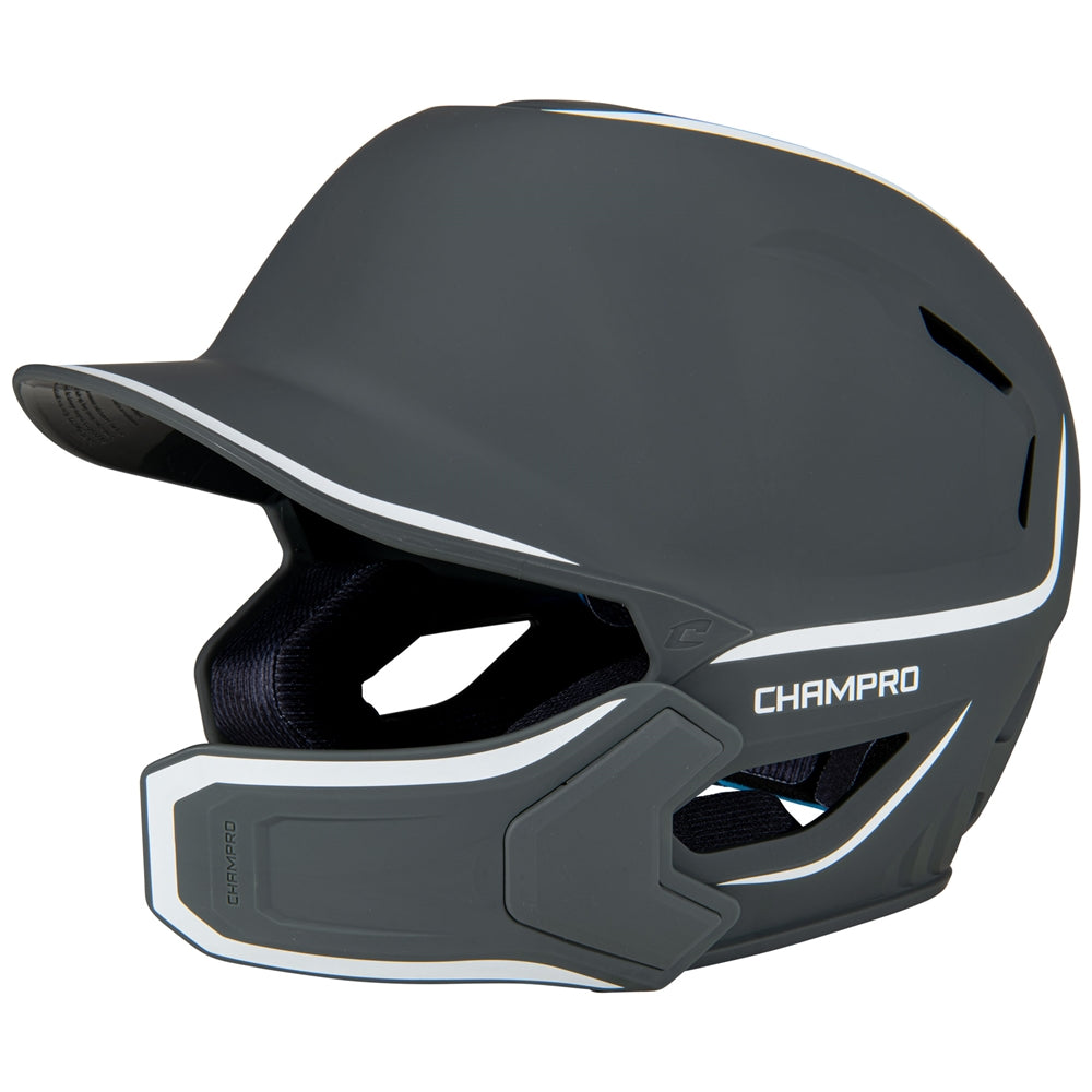 HXE Two-Tone Matte Baseball Helmet w/ Jaw Guard - Graphite, Large