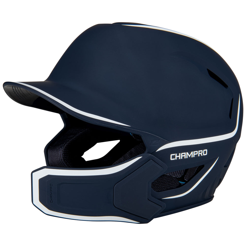 HXE Two-Tone Matte Baseball Helmet w/ Jaw Guard - Navy, Medium