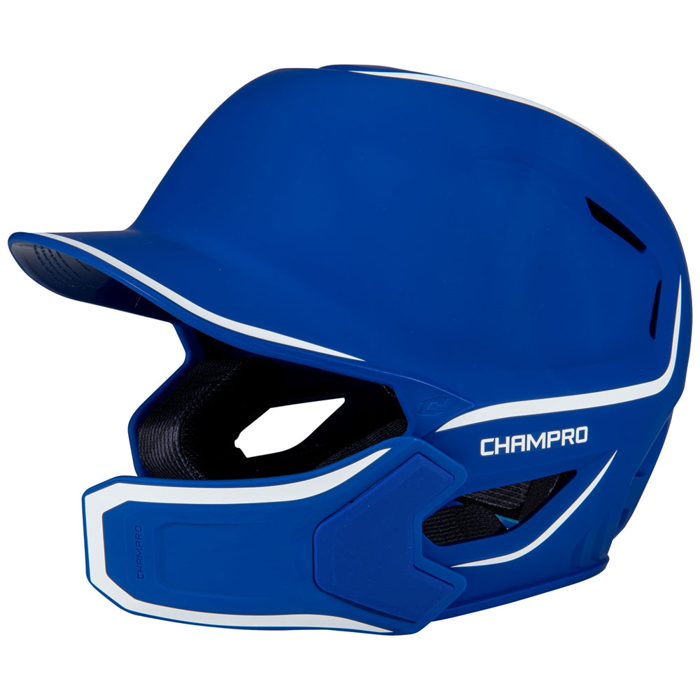 HXE Two-Tone Matte Baseball Helmet w/ Jaw Guard - Royal, Large