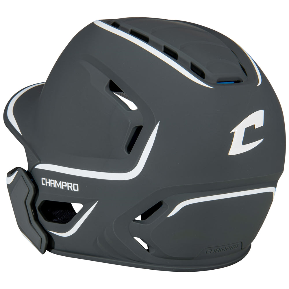 HXE Two-Tone Matte Baseball Helmet w/ Jaw Guard - Graphite, Large