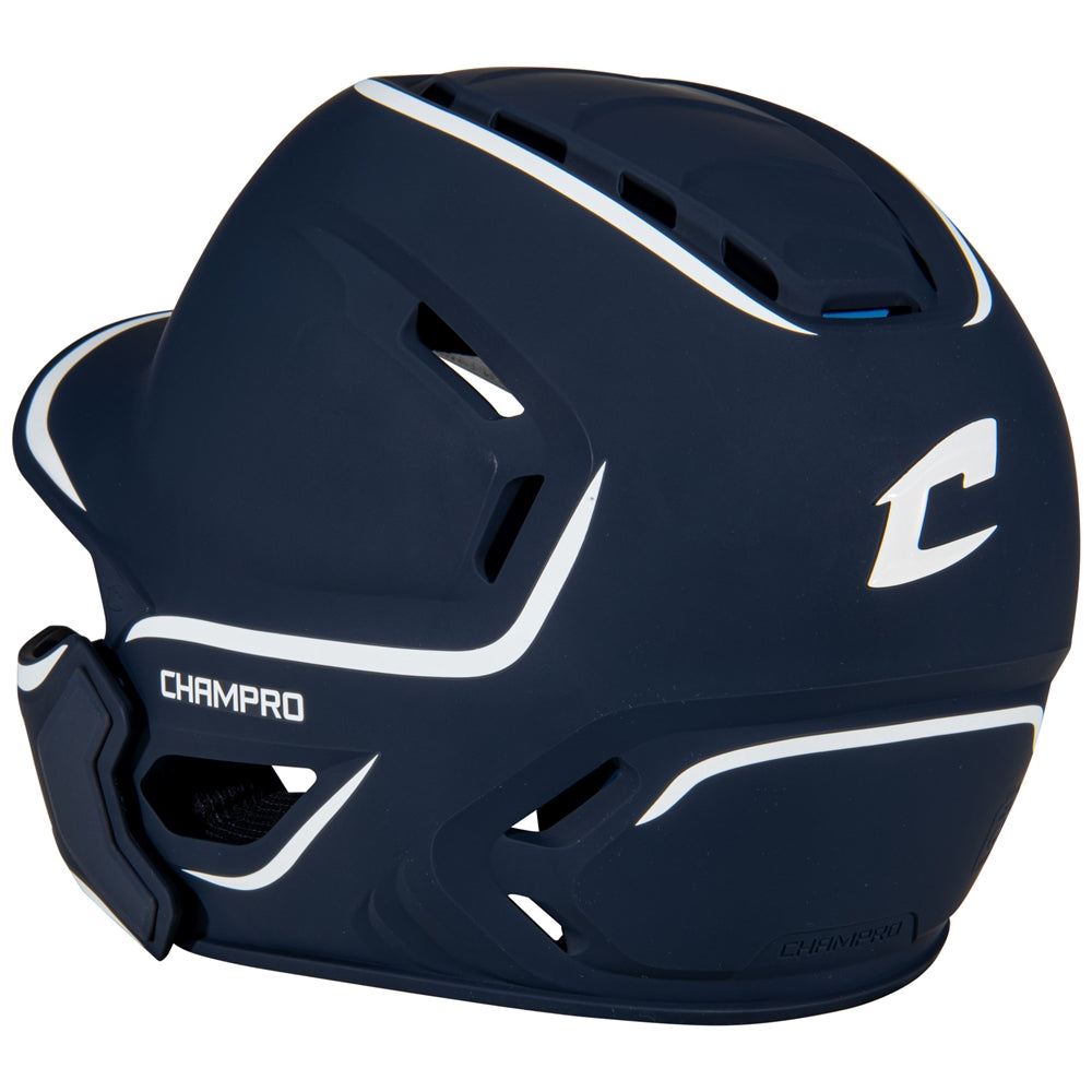 HXE Two-Tone Matte Baseball Helmet w/ Jaw Guard - Navy, Medium