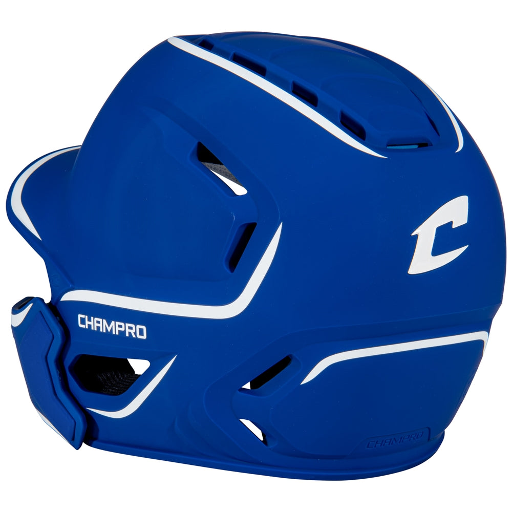 HXE Two-Tone Matte Baseball Helmet w/ Jaw Guard - Royal, Medium