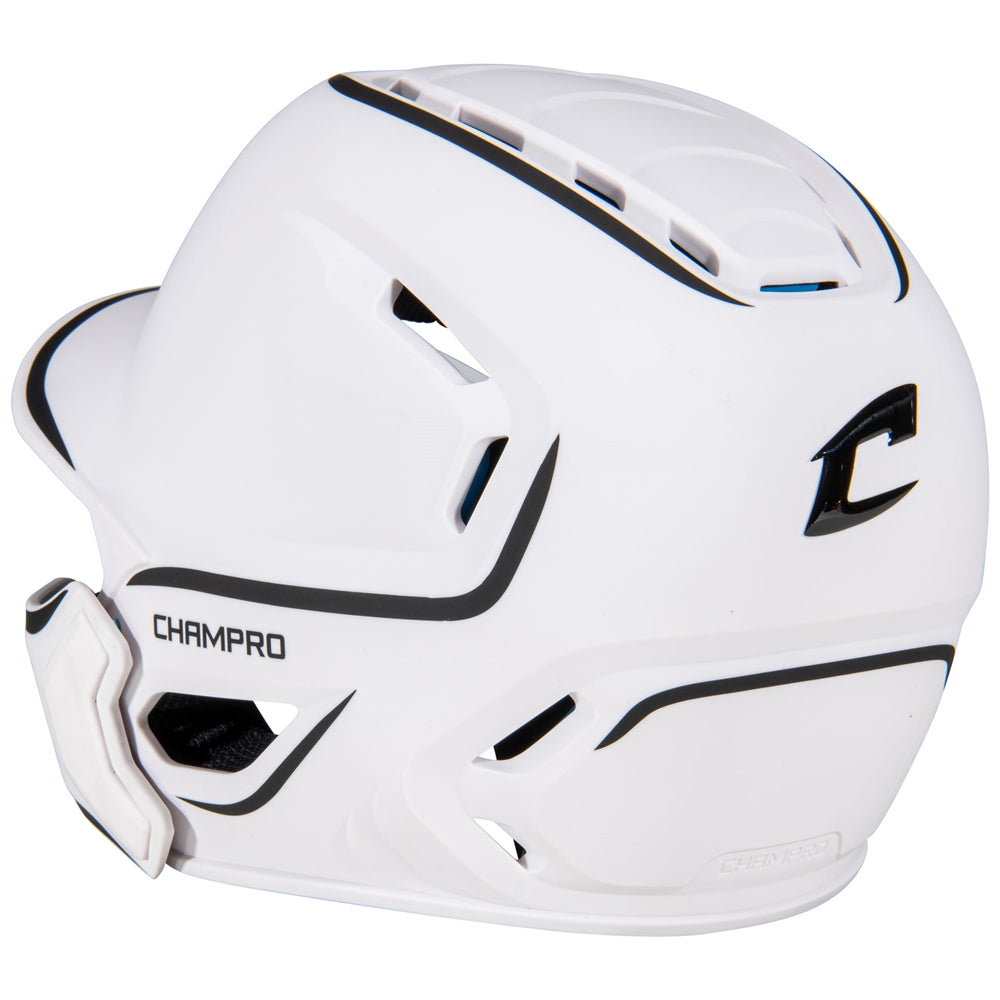 HXE Two-Tone Matte Baseball Helmet w/ Jaw Guard - White, Large