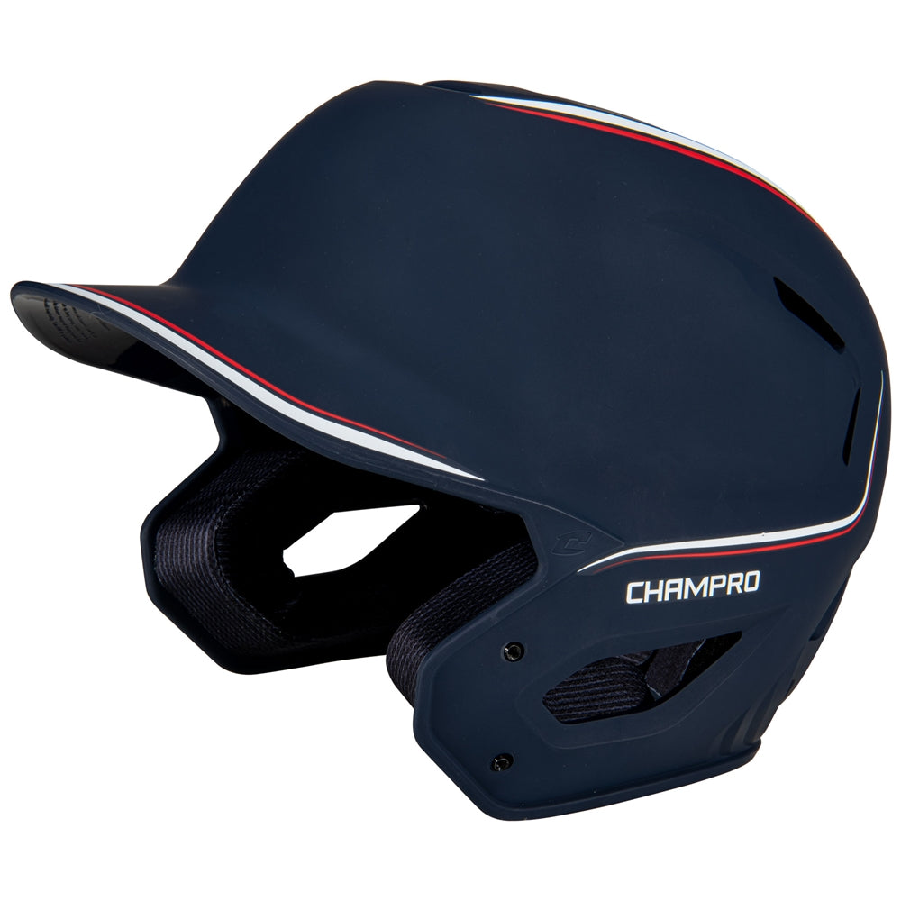 HXE Two-Tone Matte Baseball Helmet - Navy White Scarlet, Medium