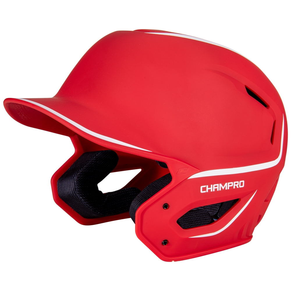 HXE Two-Tone Matte Baseball Helmet - Scarlet, Large