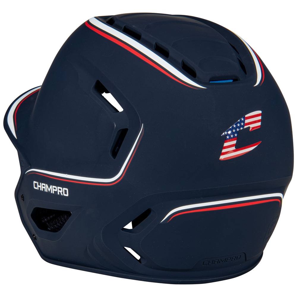 HXE Two-Tone Matte Baseball Helmet - Navy White Scarlet, Large