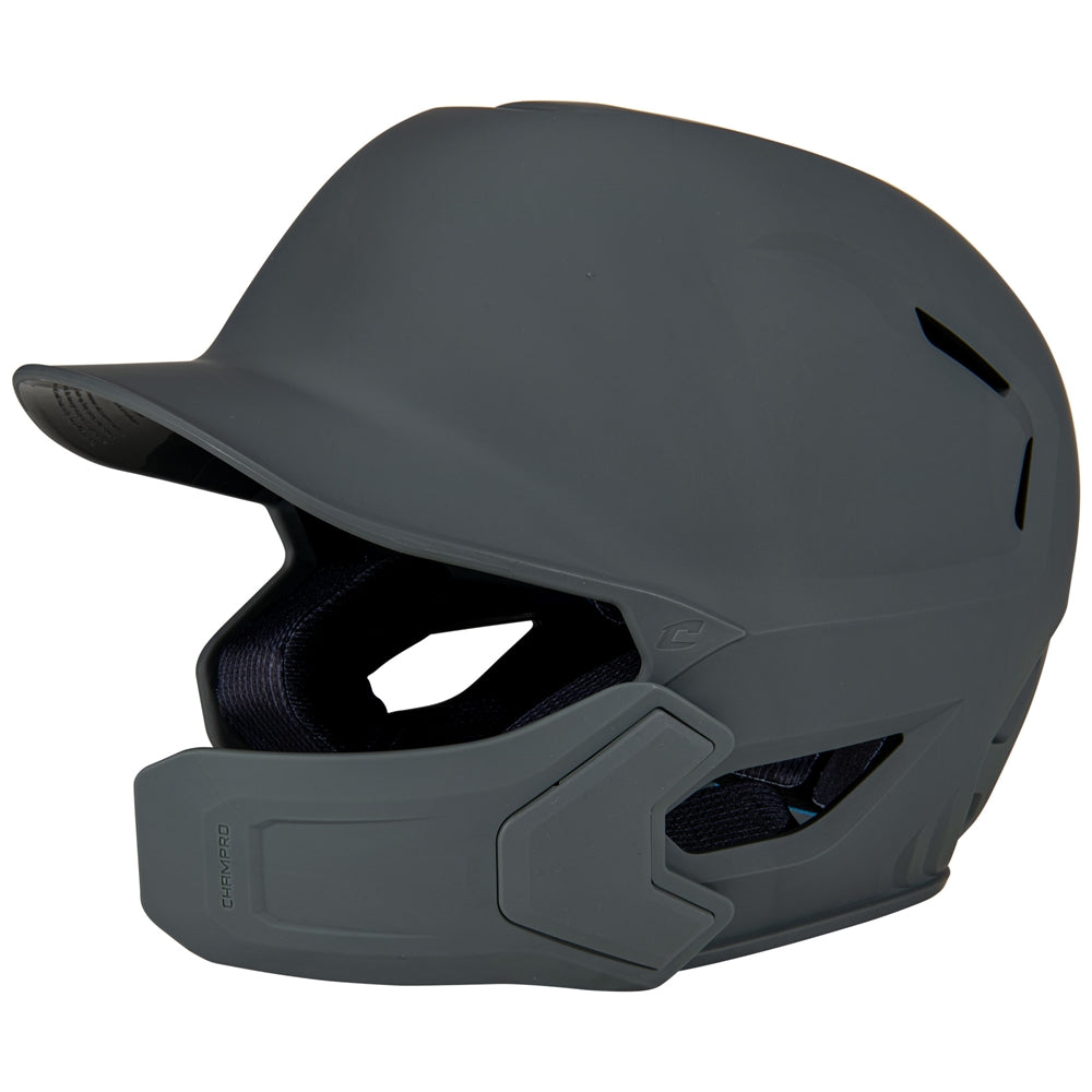 HXE Matte Baseball Helmet w/ Jaw Guard - Graphite, Extra-Large