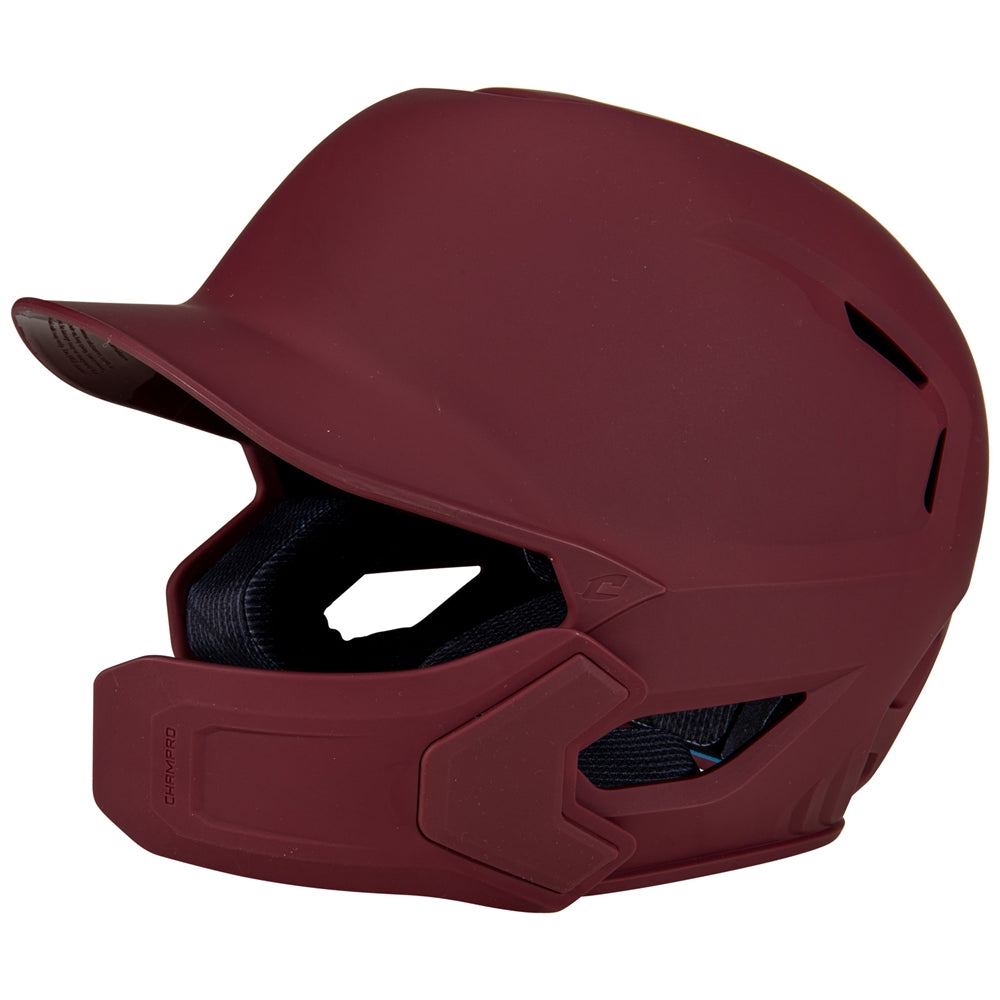 HXE Matte Baseball Helmet w/ Jaw Guard - Maroon, Medium