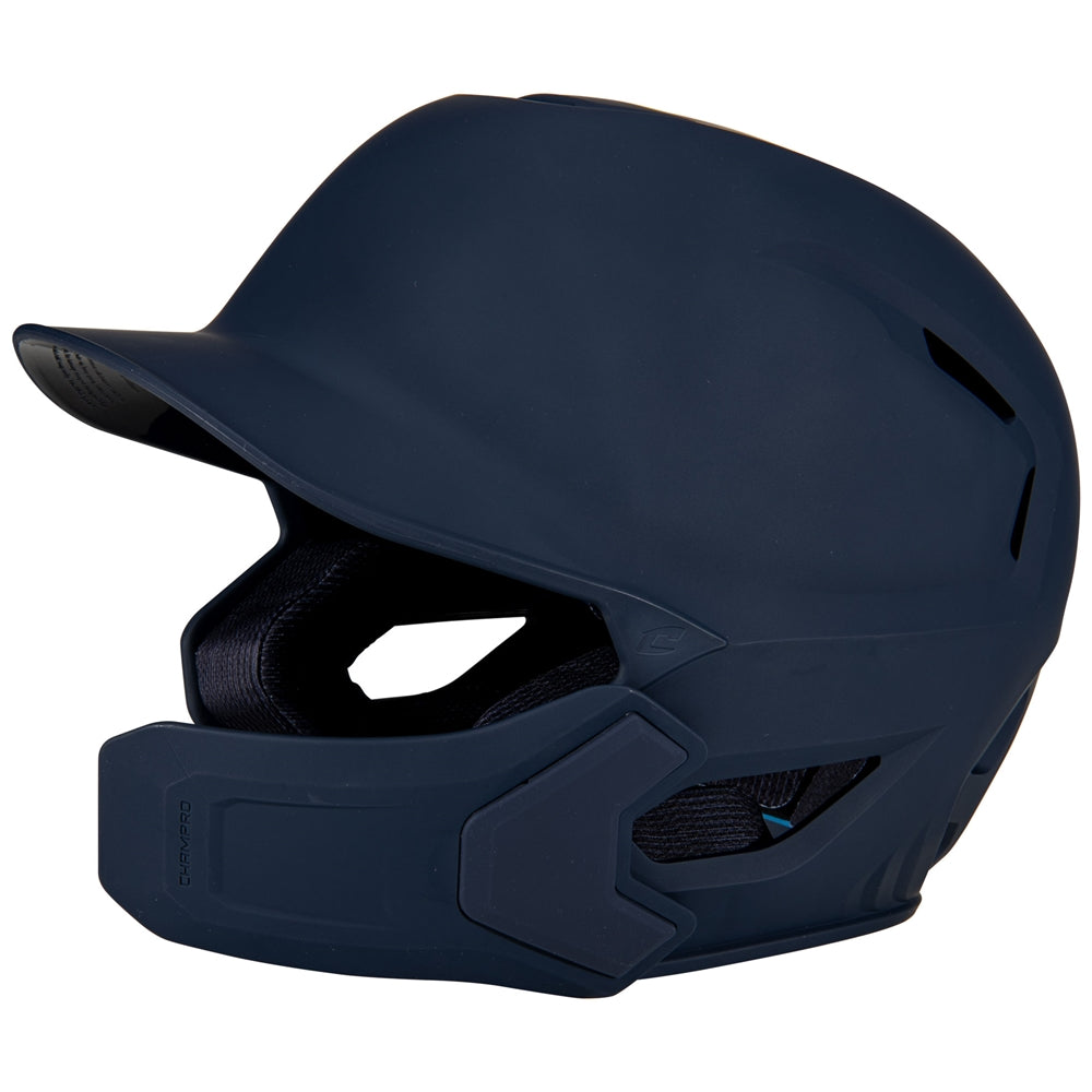 HXE Matte Baseball Helmet w/ Jaw Guard - Navy, Large