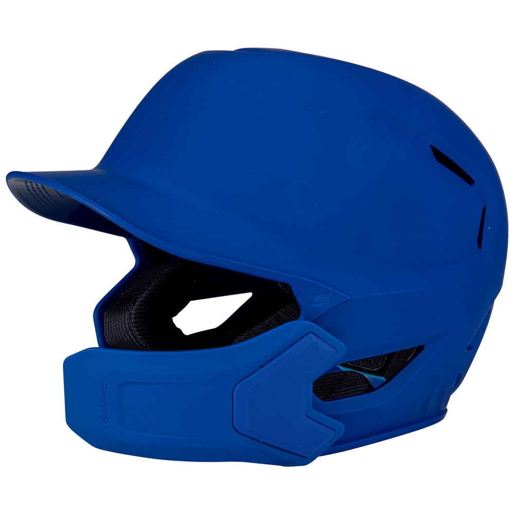 HXE Matte Baseball Helmet w/ Jaw Guard - Royal, Extra-Large