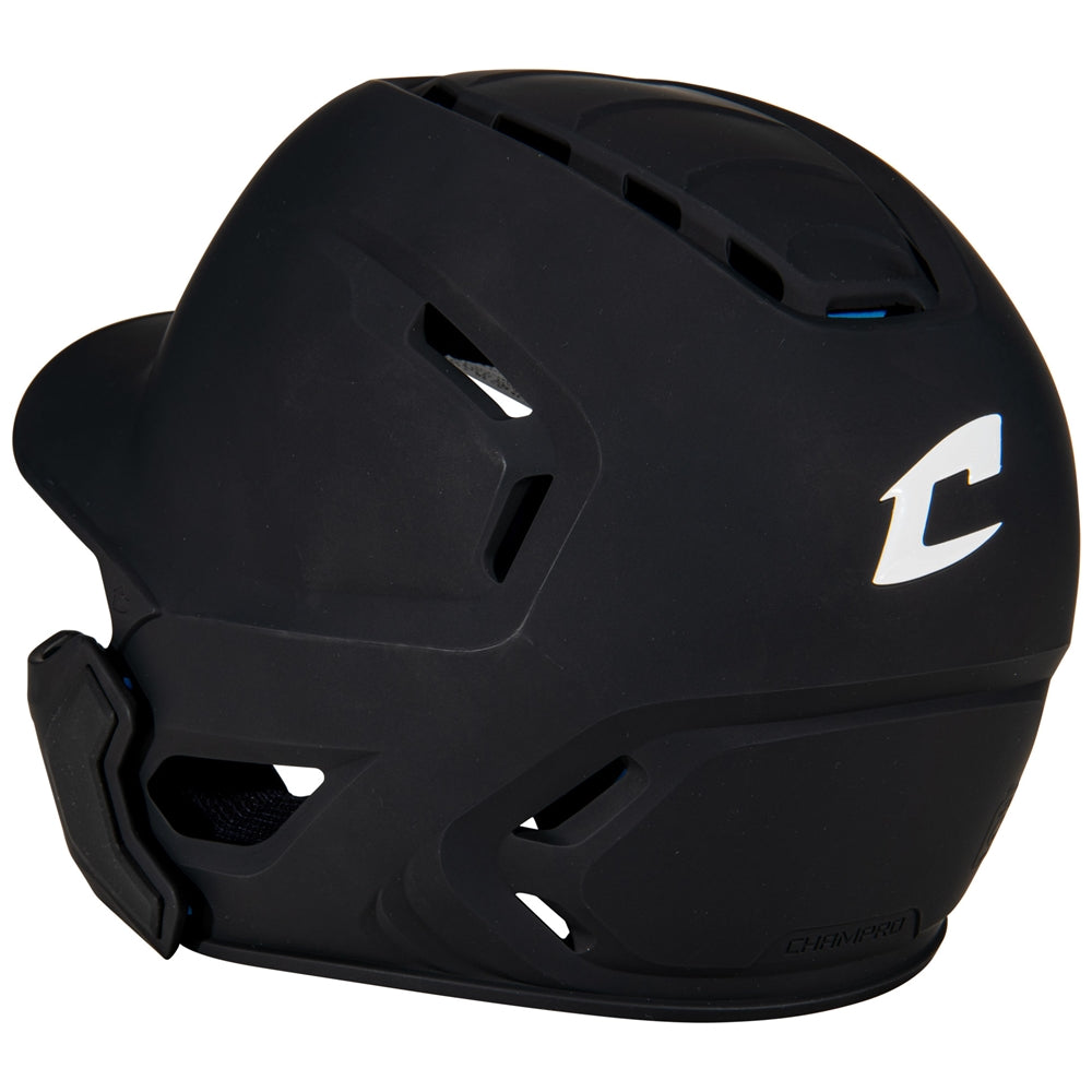 HXE Matte Baseball Helmet w/ Jaw Guard - Black, Medium