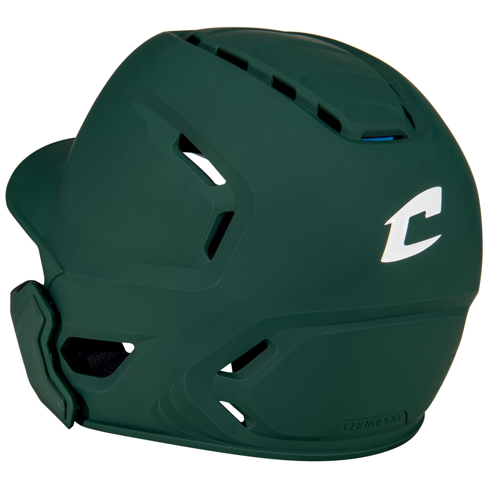HXE Matte Baseball Helmet w/ Jaw Guard - Forest Green, Medium