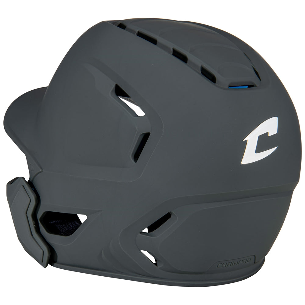 HXE Matte Baseball Helmet w/ Jaw Guard - Graphite, Extra-Large