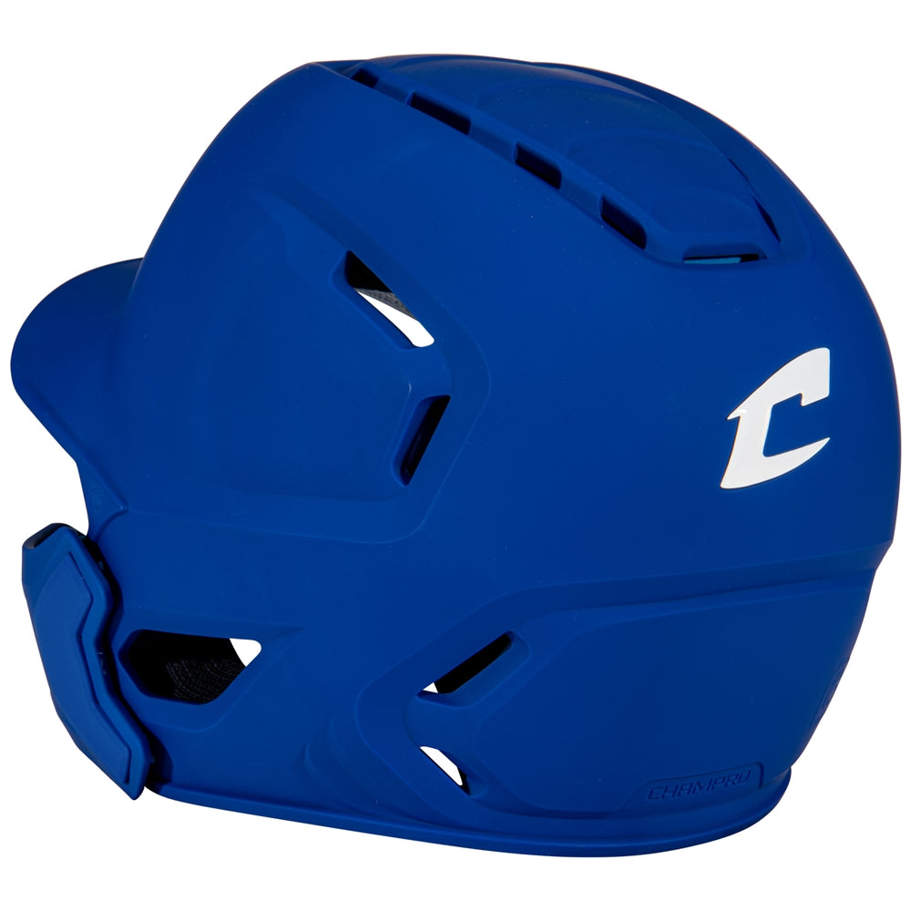 HXE Matte Baseball Helmet w/ Jaw Guard - Royal, Medium
