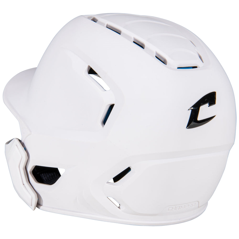 HXE Matte Baseball Helmet w/ Jaw Guard - White, Large