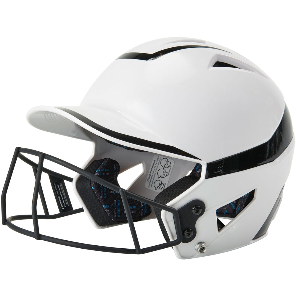 Two-Tone Softball Helmet w/ Mask - White Black, Senior