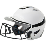 Two-Tone Softball Helmet w/ Mask - White Black, Senior