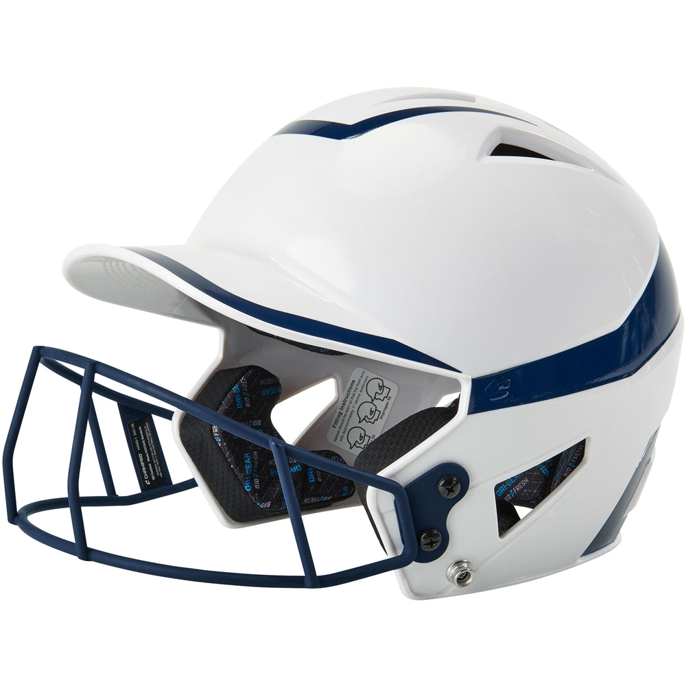 Two-Tone Softball Helmet w/ Mask - White Navy, Junior