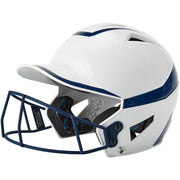Two-Tone Softball Helmet w/ Mask - White Navy, Senior