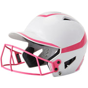 Two-Tone Softball Helmet w/ Mask - White Optic Pink, Senior