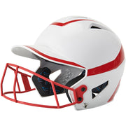 Two-Tone Softball Helmet w/ Mask - White Scarlet, Junior