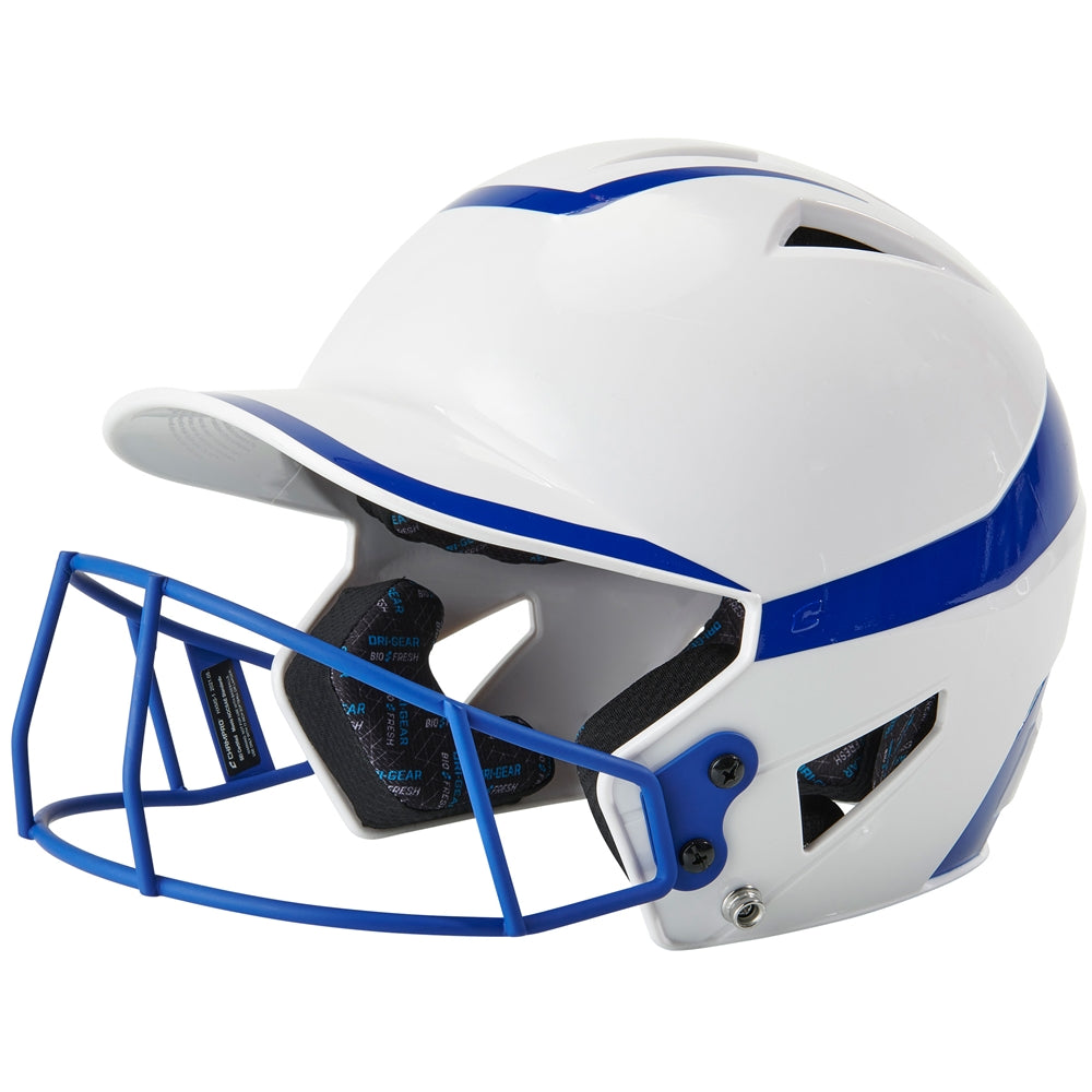 Two-Tone Softball Helmet w/ Mask - White Royal, Senior