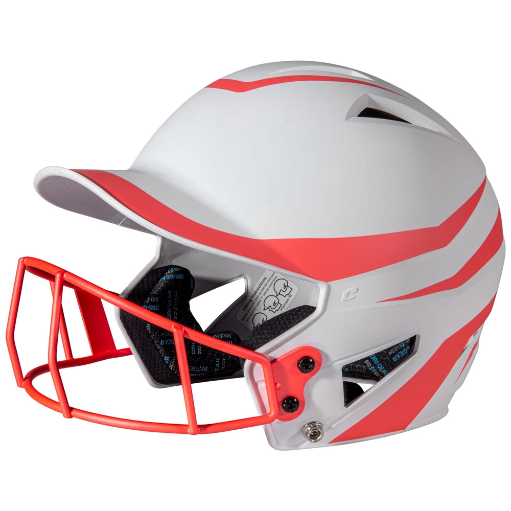 HX Rise Legend Batting Helmet w/ Facemask - Coral Orange, Senior