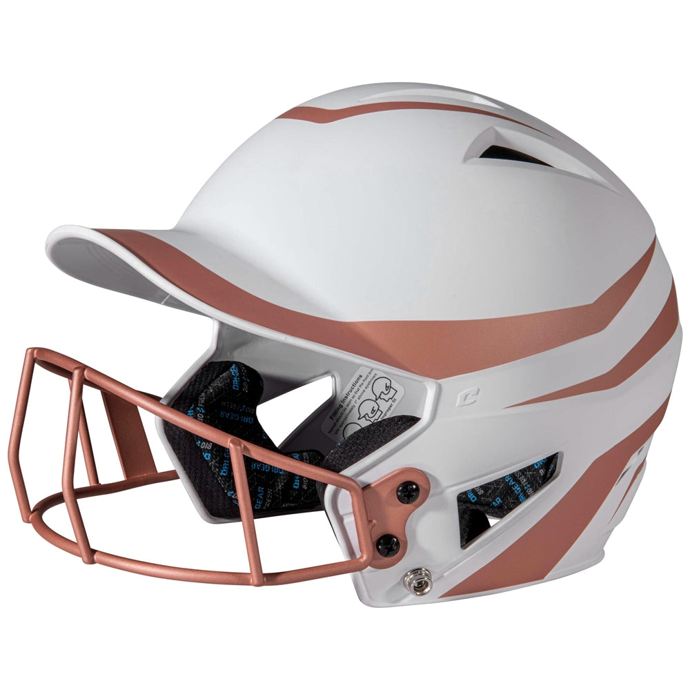 HX Rise Legend Batting Helmet w/ Facemask - Rose Gold, Senior