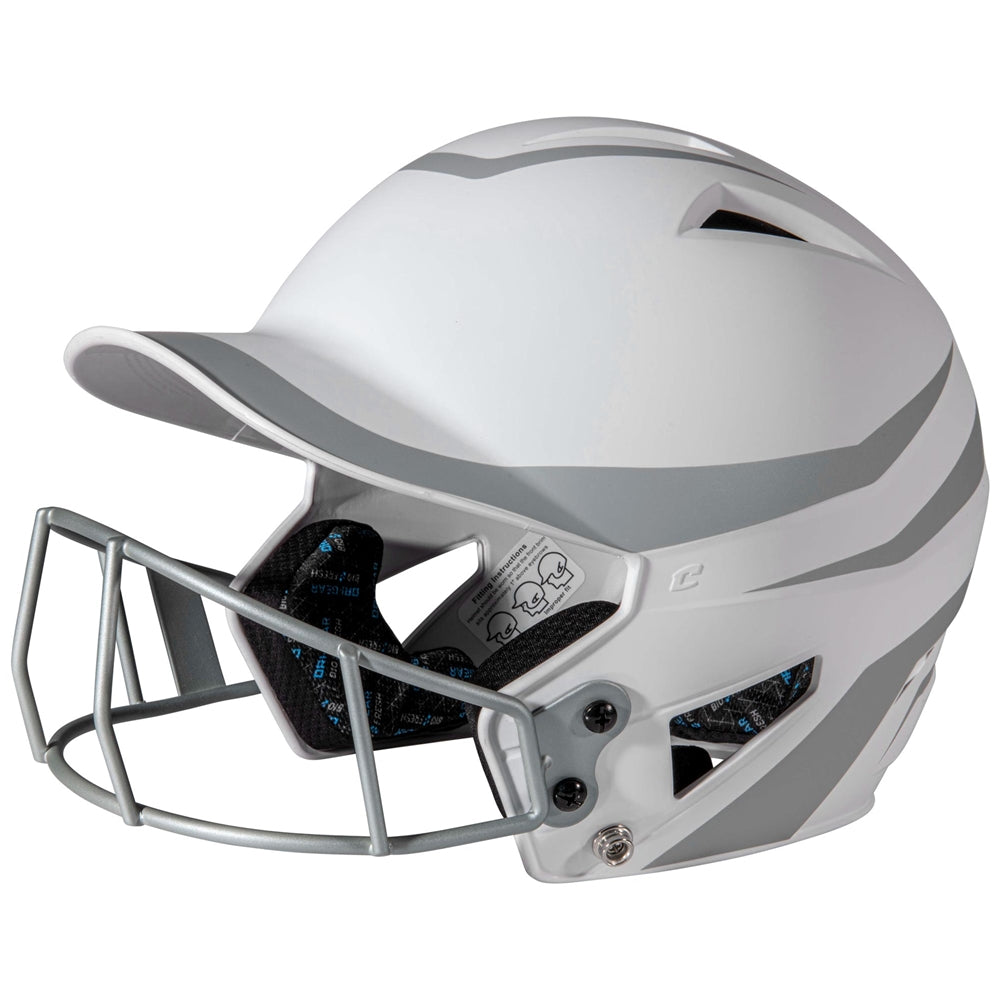 HX Rise Legend Batting Helmet w/ Facemask - Silver, Senior