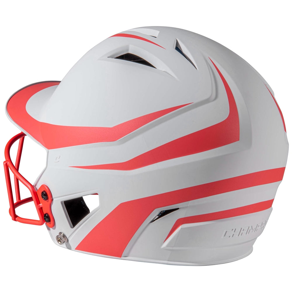HX Rise Legend Batting Helmet w/ Facemask - Coral Orange, Senior