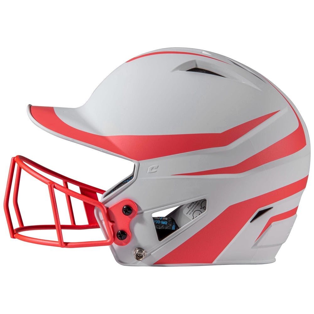 HX Rise Legend Batting Helmet w/ Facemask - Coral Orange, Senior