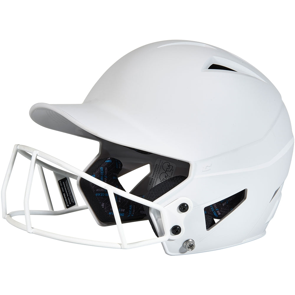 HX Matte Softball Helmet w/Facemask - White, Senior