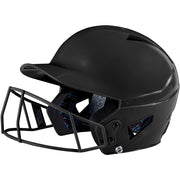 Uncoated HX Softball Helmet w/Mask - Black, Senior