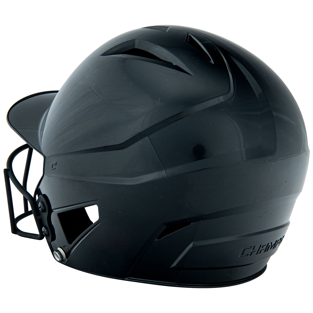 Uncoated HX Softball Helmet w/Mask - Black, Senior