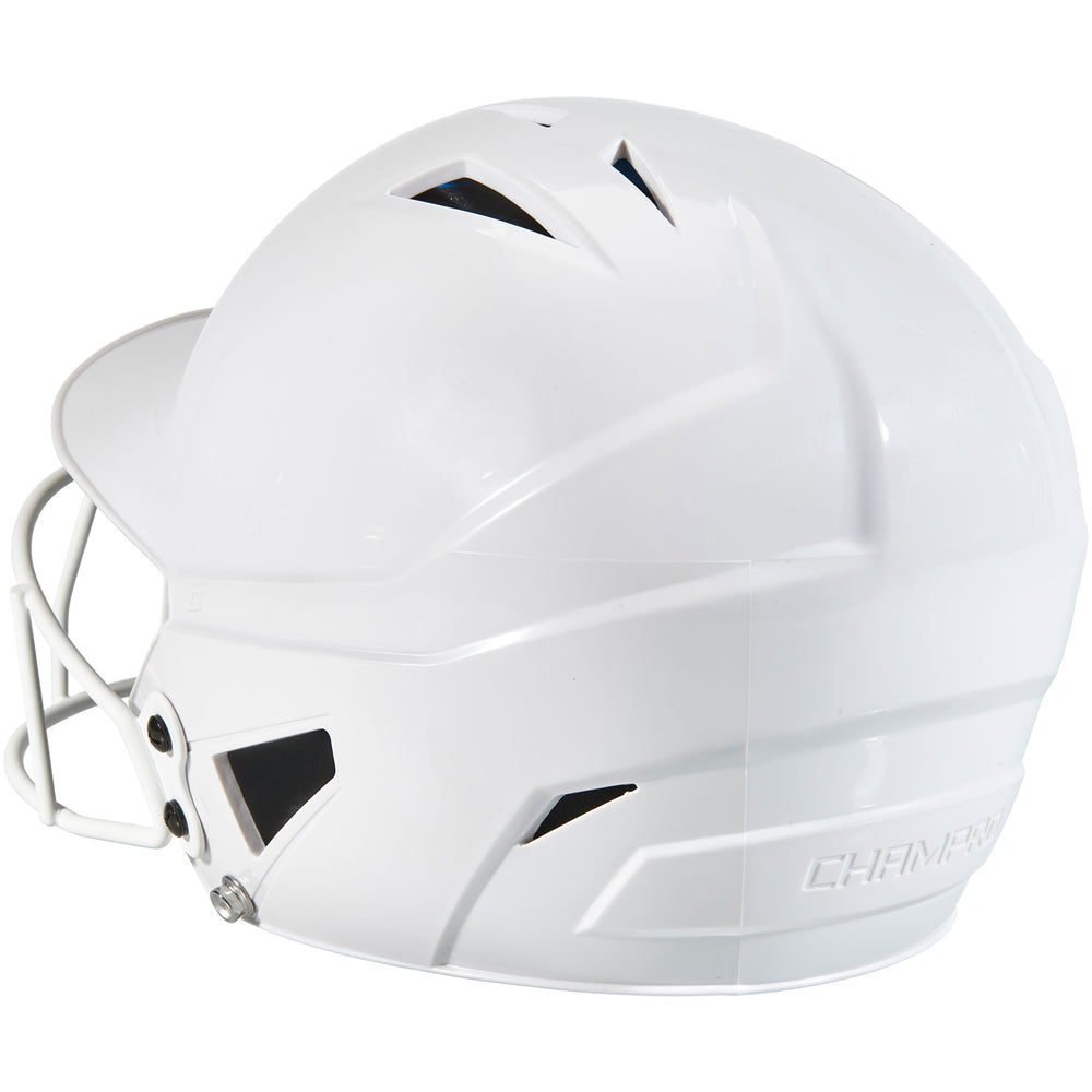 Uncoated HX Softball Helmet w/ Mask - White, Senior