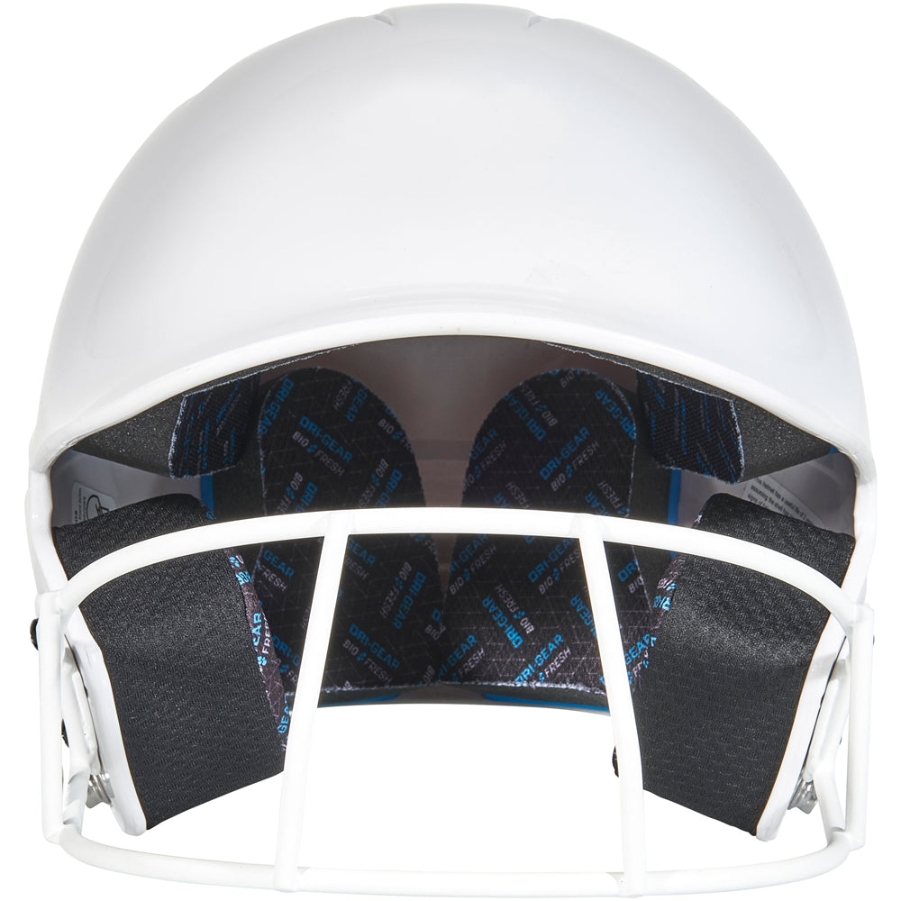 Uncoated HX Softball Helmet w/ Mask - White, Senior