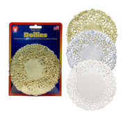 Doilies - Asst'd Packages - 100 ct. 4" round: white, gold, silver