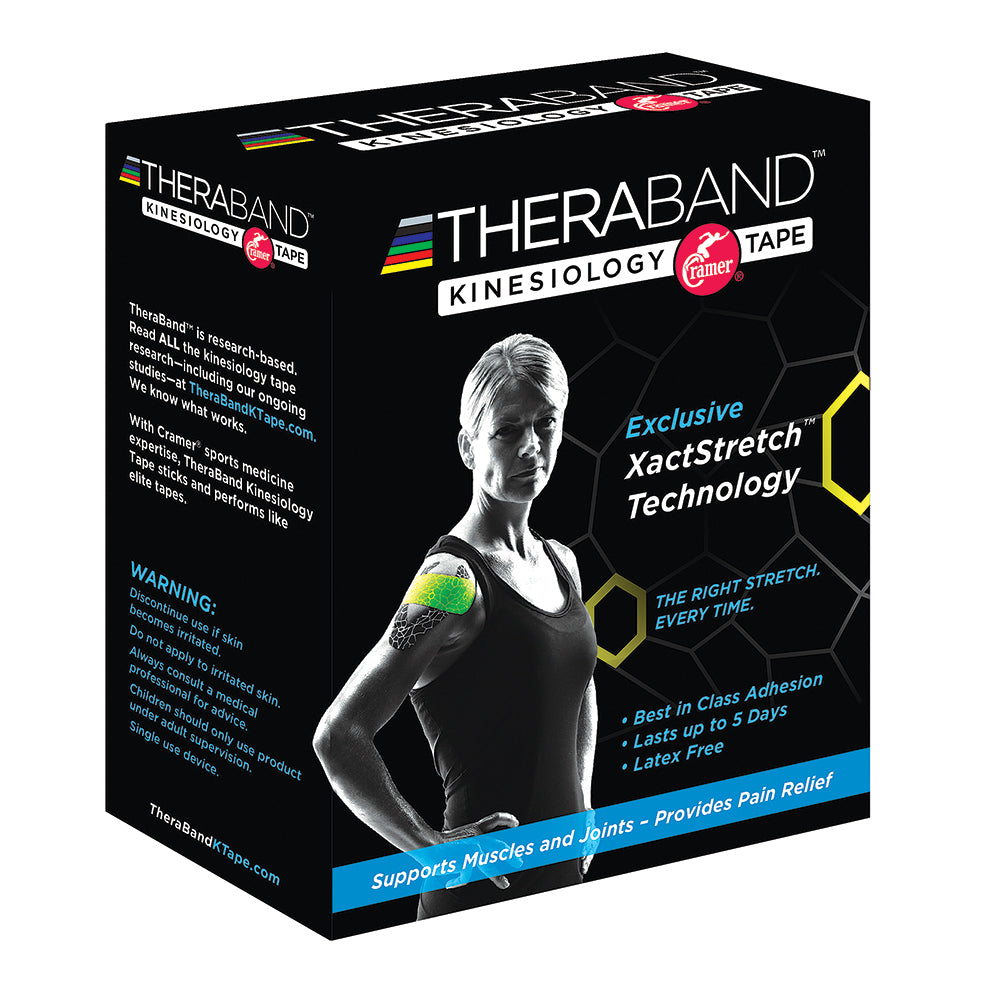 Theraband Kinesiology Tape Precut Roll, (20) 2"X10" Strips - Black/White Print