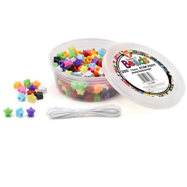 Bucket O'Beads w/ Thread - 200 star pony, 13 mm
