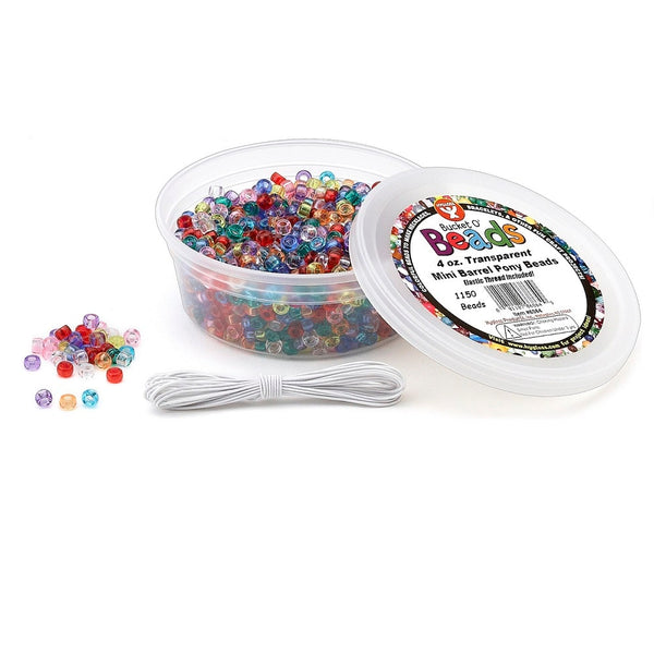 Beads - Mini Barrel Pony Beads - 4oz. / Transparent